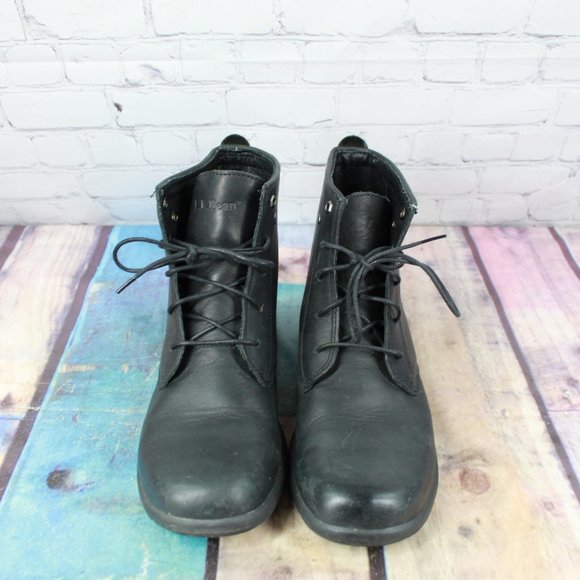 LL BEAN Leather Ankle Boots Booties Size 10 M - Picture 5 of 9